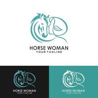 Girl And Horse Logo Design And Horse Farm Template Vector. vector