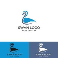 silueta cisne batiendo alas logo vector