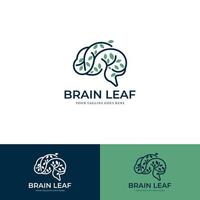 Health brain nature mind logo design vector