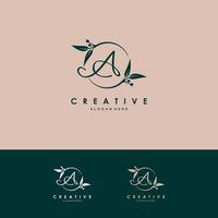 A Beauty vector initial logo, handwriting logo of initial signature, wedding, fashion, jewelry, boutique, floral and botanical with creative template for any company or business