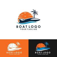 Sail boat logo design vector based template illustration