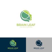 Health brain nature mind logo design vector