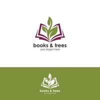 árbol libro logo vintage ilustración vector