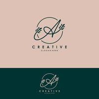 A Beauty vector initial logo, handwriting logo of initial signature, wedding, fashion, jewelry, boutique, floral and botanical with creative template for any company or business