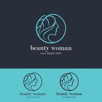 Sillhouette style women's hairstyle beauty salon logo Template vector
