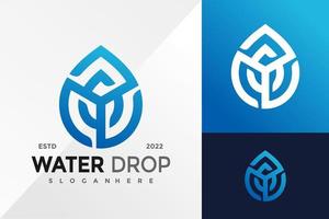 plantilla de ilustración vectorial de diseño de logotipo de gota de agua abstracta vector