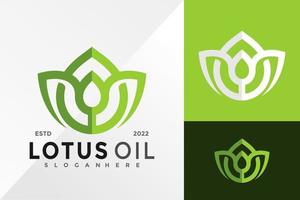 plantilla de ilustración de vector de diseño de logotipo de aceite de loto de naturaleza