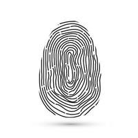 Fingerprint vector icon isolated on write with shadow. Security access authorization system. Electronic signature. Biometric technology for person identity.