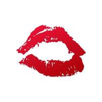 Red lipstick kiss on white background. Kiss mark vector illustration. Imprint of the lips. Valentines day theme print. Easy to edit template for greeting card, poster, banner, flyer, label, etc.
