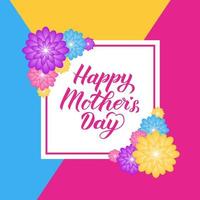 Happy Mother s Day calligraphy lettering with colorful spring flowers. Origami paper cut style vector illustration. Template for Mothers day party invitations, greeting cards, tags, flyers, banners.