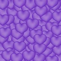 Ultra violet 3d background with realistic hearts. Valentines day greeting card backdrop. Romantic vector illustration. Easy to edit design template.