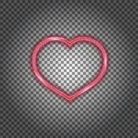 Red glowing heart with sparkling particles. Isolated on transparent. Vector illustration.