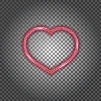 Red glowing heart with sparkling particles. Isolated on transparent. Vector illustration.