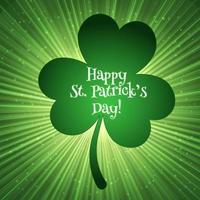 St. Patrick's Day greeting card on a bright green background with clover. Easy to edit vector design template.