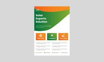 plantilla de diseño de volante de ahorro de energía verde de energía solar. sistemas solares para su hogar y afiche comercial, diseño de folletos. vector