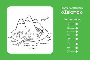 A simple game for kids to find and count everything on the island vector