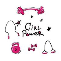 girl strength gym sports children vector illustration