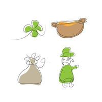 set for st patrick s day. line art vector illustration