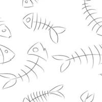 vector seamless pattern of fish skeleton in one line