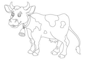 vaca de dibujos animados en blanco y negro aislada sobre fondo blanco vector