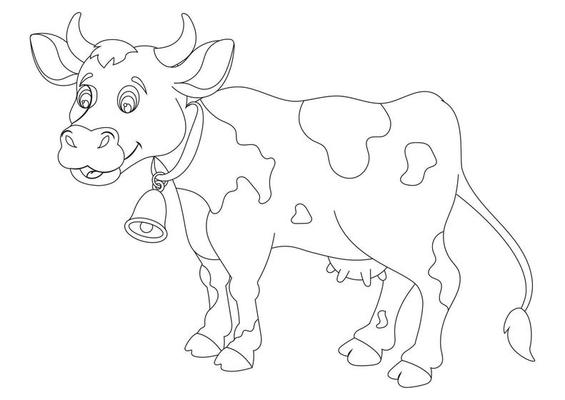 Black and white Cartoon Cow isolated on white background 5721409 Vector Art  at Vecteezy