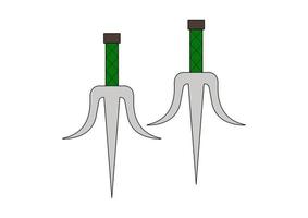 Ninja fork weapons isolated on white background. Vector Illustration of Ninja fork weapons