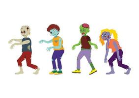 Different character of zombies illustration. Cartoon scary zombies isolated on white background vector