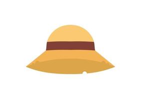 Straw hat on flat style icon design isolated on white background vector