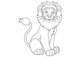 León vectorial de dibujos animados en blanco y negro aislado en fondo blanco vector