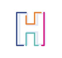 Abstract Letter H Line Colorful linear logotype. modern letter lines with new pop art colors. Font alphabet template. Logo set thin line clean style.