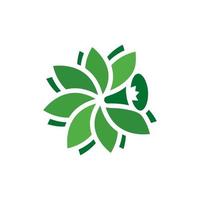 logotipo de narciso. logotipo circular de flores giratorias. diseño de vector de icono de logotipo de hoja verde abstracto. deporte de bienestar, icono del concepto de logotipo. logotipo ecológico de hojas simples abstractas.