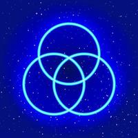 Neon blue round icon. Midnight blue. Neon intertwined round geometric design. Realistic neon icon. Linear icon on White Background. vector