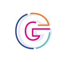 Abstract Letter G Line Colorful linear logotype. modern letter lines with new pop art colors. Font alphabet template. Logo set thin line clean style. vector