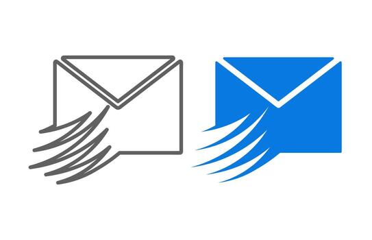 Creative mail drawing with speed effect. Mailbox flying envelope. vector