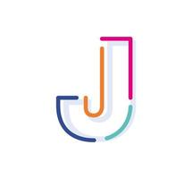 Abstract Letter J Line Colorful linear logotype. modern letter lines with new pop art colors. Font alphabet template. Logo set thin line clean style.