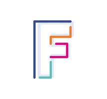 Abstract Letter F Line Colorful linear logotype. modern letter lines with new pop art colors. Font alphabet template. Logo set thin line clean style.