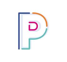 Abstract Letter P Line Colorful linear logotype. modern letter lines with new pop art colors. Font alphabet template. Logo set thin line clean style. vector