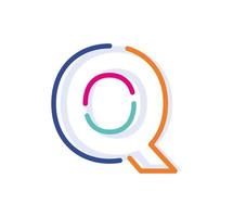 Abstract Letter Q Line Colorful linear logotype. modern letter lines with new pop art colors. Font alphabet template. Logo set thin line clean style.