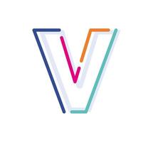 Abstract Letter V Line Colorful linear logotype. modern letter lines with new pop art colors. Font alphabet template. Logo set thin line clean style. vector