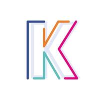 Abstract Letter K Line Colorful linear logotype. modern letter lines with new pop art colors. Font alphabet template. Logo set thin line clean style. vector