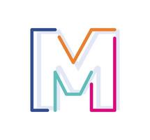 Abstract Letter M Line Colorful linear logotype. modern letter lines with new pop art colors. Font alphabet template. Logo set thin line clean style. vector