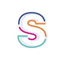 Abstract Letter S Line Colorful linear logotype. modern letter lines with new pop art colors. Font alphabet template. Logo set thin line clean style.