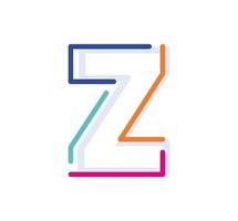 Abstract Letter Z Line Colorful linear logotype. modern letter lines with new pop art colors. Font alphabet template. Logo set thin line clean style. vector