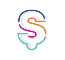 Abstract Letter S Line Colorful linear logotype. modern letter lines with new pop art colors. Font alphabet template. Logo set thin line clean style. The Latin alphabet. vector