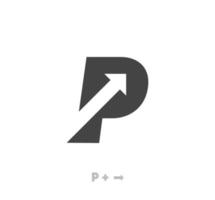 Letter P arrow logo template vector eps. Unique logo. vector abstract letter simple arrow target icon. Forward arrow, corporate identity.