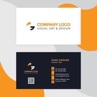 Creative and Clean Double-sided Business Card Template. Blue, yellow and Black Colors. Flat Design Vector template. Stationery Design