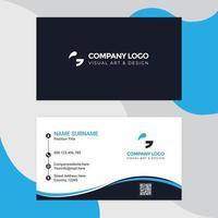 Creative and Clean Double-sided Business Card Template. Blue, yellow and Black Colors. Flat Design Vector template. Stationery Design