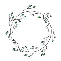 marco floral colorido vectorial con ilustración de hojas. hermosa corona decorativa redonda con hojas para invitaciones, tarjetas de felicitación, bodas vector