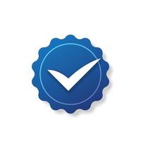 Verification, check mark badge on white background, vector icon
