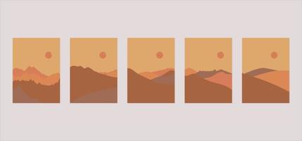 Set of Abstract Boho Landscape vector